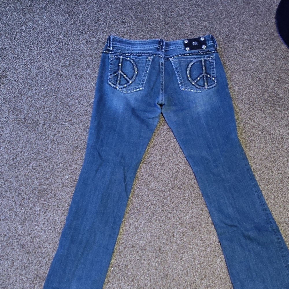 Miss Me Blue Boot Cut Jeans with Decorative Stitching